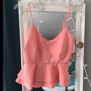 Coral pink peplum tank top NWT